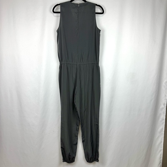 Banana Republic Sz 4 Sleeveless Jumpsuit 1/4 Zip Olive Grey Lightweight City NWT - Picture 5 of 14